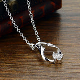 S925 Sterling Silver Flower Necklace with Diamonds for Women