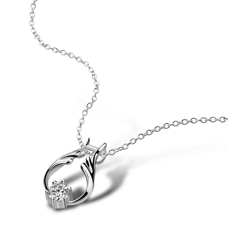 S925 Sterling Silver Flower Necklace with Diamonds for Women