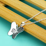 Sterling Silver Butterfly Necklace Diamond-Encrusted Women's Jewelry