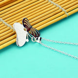 Sterling Silver Butterfly Necklace Diamond-Encrusted Women's Jewelry