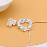 S925 Sterling Silver Clover Necklace - Lucky Grass Snake Bone Chain