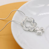 S925 Sterling Silver Clover Necklace - Lucky Grass Snake Bone Chain