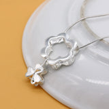 S925 Sterling Silver Clover Necklace - Lucky Grass Snake Bone Chain