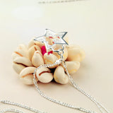 Frosted Star Necklace Double Line Round Beads Clavicle Chain