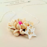 Frosted Star Necklace Double Line Round Beads Clavicle Chain