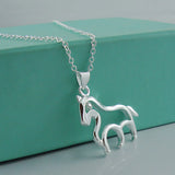 S925 Sterling Silver Chinese Zodiac Horse Necklace with Diamond Clavicle Chain