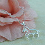 S925 Sterling Silver Chinese Zodiac Horse Necklace with Diamond Clavicle Chain