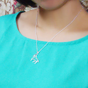 S925 Sterling Silver Chinese Zodiac Horse Necklace with Diamond Clavicle Chain