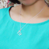 S925 Sterling Silver Chinese Zodiac Horse Necklace with Diamond Clavicle Chain