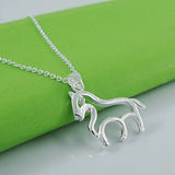 S925 Sterling Silver Chinese Zodiac Horse Necklace with Diamond Clavicle Chain