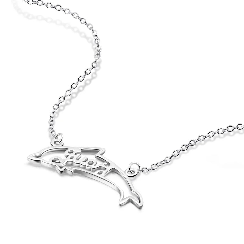 Dolphin Alphabet Necklace in 925 Sterling Silver