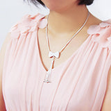 S925 Sterling Silver Bow Necklace Women's Double Layer Snake Bone Tassel Chain