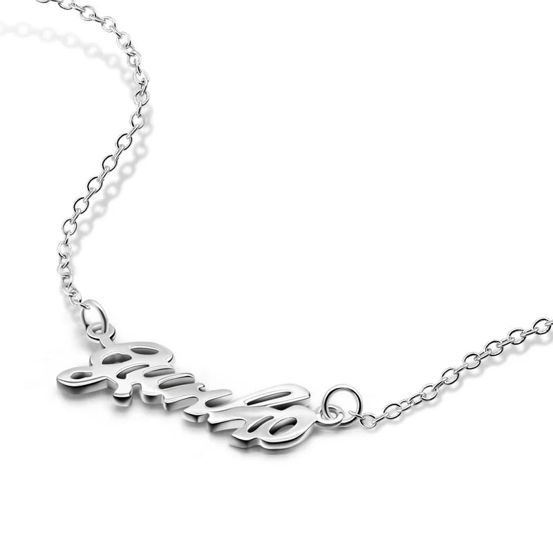 S925 Sterling Silver Fashionista Ladies Alphabet Necklace Short Necklace