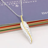 Feather Leaf Pendant Necklace Sterling Silver Accessory Short Necklace