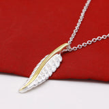 Feather Leaf Pendant Necklace Sterling Silver Accessory Short Necklace