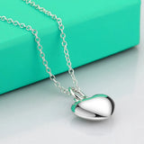 Heart Shape Solid Silver Necklace for Girls, 925 Sterling Silver