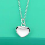 Heart Shape Solid Silver Necklace for Girls, 925 Sterling Silver