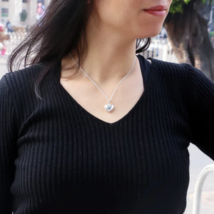 Heart Shape Solid Silver Necklace for Girls, 925 Sterling Silver