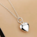 Heart Shape Solid Silver Necklace for Girls, 925 Sterling Silver