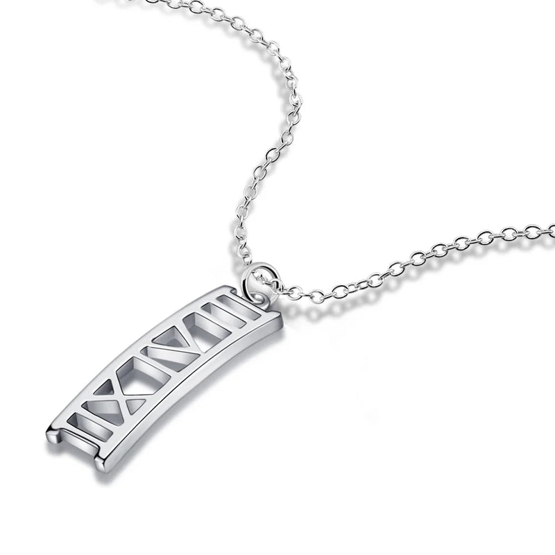 S925 Roman Numerals Necklace Women's Collarbone Chain