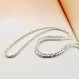 S925 Sterling Silver Box Necklace 3MM Thin Chain Long Silver Chain Men's Women's