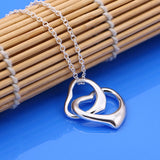 925 Silver Double Heart Necklace Gift for Girlfriend