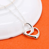 925 Silver Double Heart Necklace Gift for Girlfriend