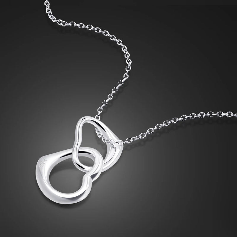 925 Silver Double Heart Necklace Gift for Girlfriend