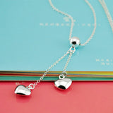Heart-shaped Necklace Women's Silver Chain Jewelry for Girls