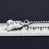 Love Heart Necklace, S925 Sterling Silver, Diamond-encrusted, Long Sweater Chain