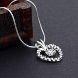 925 Silver Peach Heart Diamond Necklace for Women
