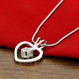 925 Silver Peach Heart Diamond Necklace for Women