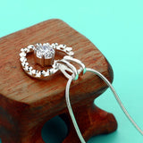 925 Silver Peach Heart Diamond Necklace for Women