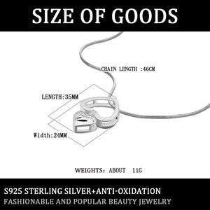 S925 Sterling Silver Heart Necklace Women's Love Snake Chain