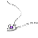 S925 Sterling Silver Heart Necklace with Diamonds