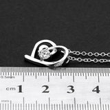 S925 Sterling Silver Heart Necklace with Diamonds