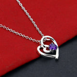 S925 Sterling Silver Heart Necklace with Diamonds