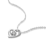 S925 Sterling Silver Heart Necklace with Diamonds