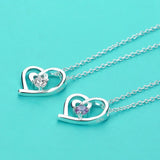 S925 Sterling Silver Heart Necklace with Diamonds