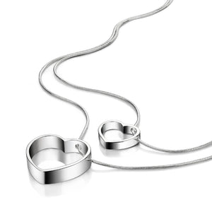 S925 Sterling Silver Heart Women's Necklace Double Line Snake Bone Chain
