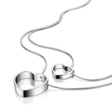 S925 Sterling Silver Heart Women's Necklace Double Line Snake Bone Chain