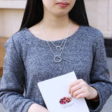 S925 Sterling Silver Heart Women's Necklace Double Line Snake Bone Chain
