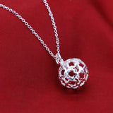S925 Silver Hollow Ball Necklace for Women