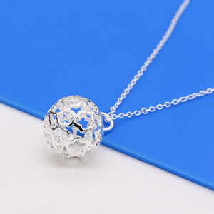 S925 Silver Hollow Ball Necklace for Women