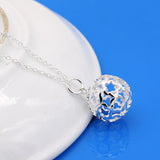 S925 Hollow Ball Necklace for Women, Silver Jewelry for Girlfriend