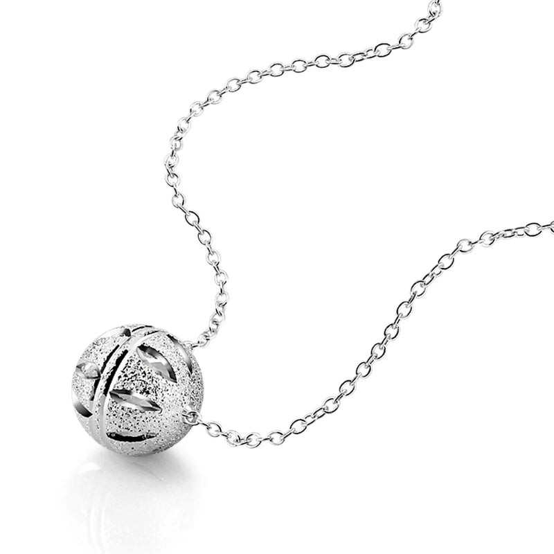 S925 Silver Frosted Ball Necklace Women's Collarbone Chain Jewelry