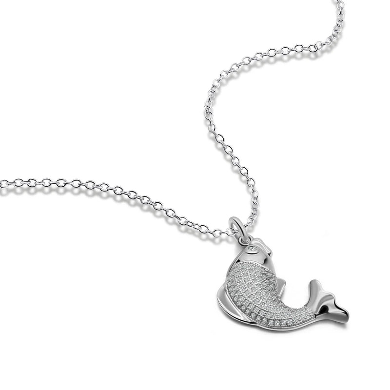 S925 Silver Diamond Carp Collarbone Necklace for Women