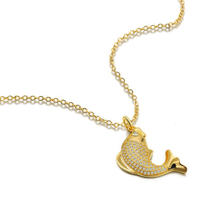 S925 Silver Diamond Carp Collarbone Necklace for Women