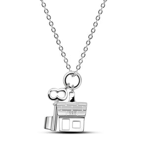 S925 Sterling Silver Key House Necklace Love Jewelry for Women