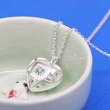 S925 Sterling Silver Peach Heart Women's Necklace Diamond-Encrusted Banquet